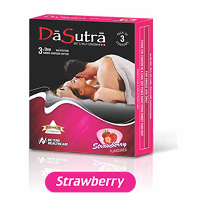 DASUTRA WET AND WILD CONDOM STRAWBERRY PACK OF 3