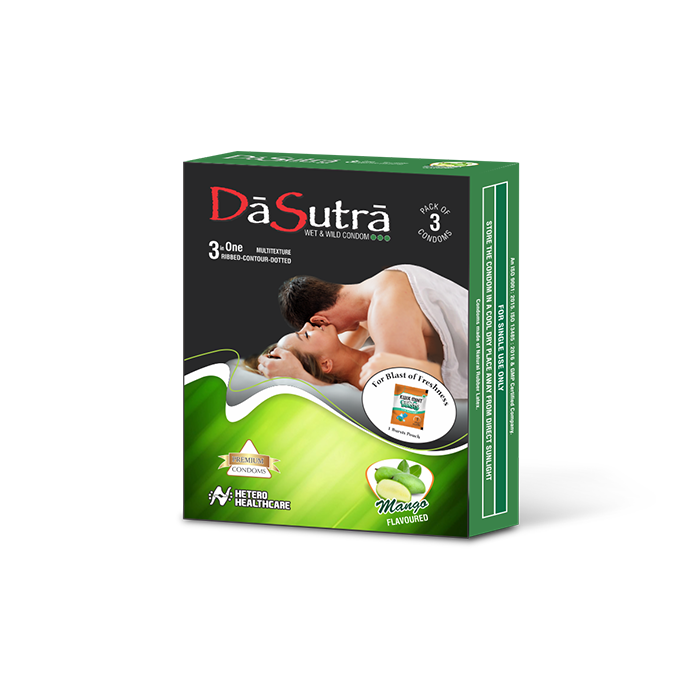 DASUTRA WET AND WILD CONDOM MANGO PACK OF 3