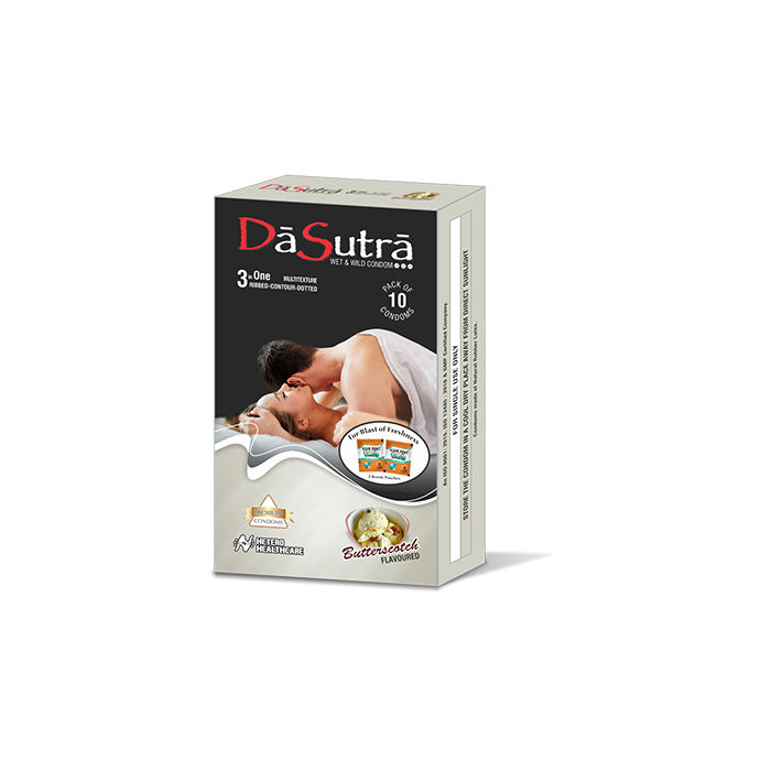 DASUTRA WET AND WILD CONDOM BUTTERSCOTCH PACK OF 10