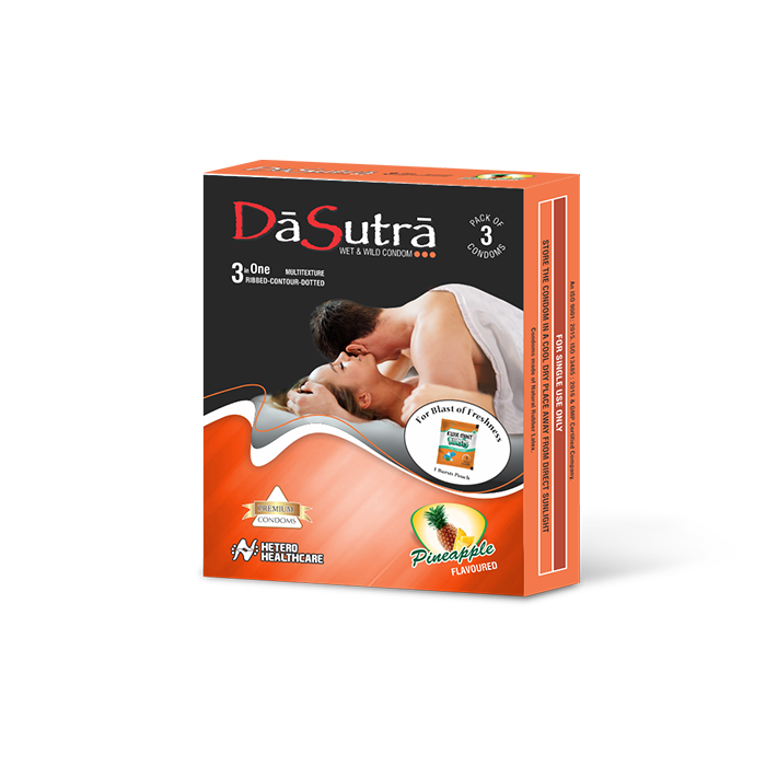 DASUTRA WET AND WILD CONDOM PINEAPPLE PACK OF 3
